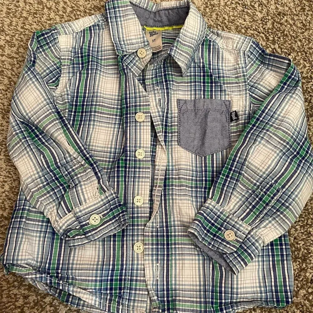 OshKosh B'Gosh Boys' Plaid Long Sleeve Button-Up Shirt Size 4